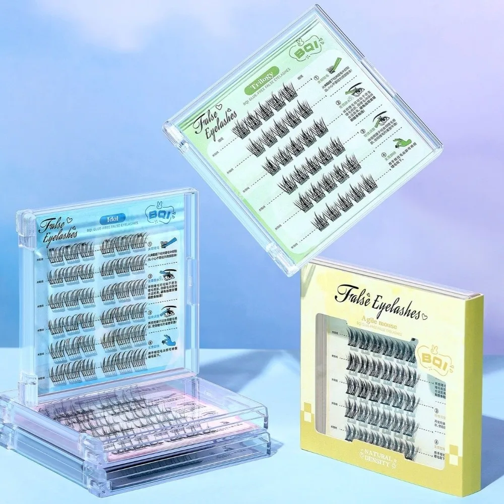 Glue-Free False Eyelashes Easy to Use Sunflower Design Eyelash Clusters Long-Lasting with Tweezers Natural False Eyelashes