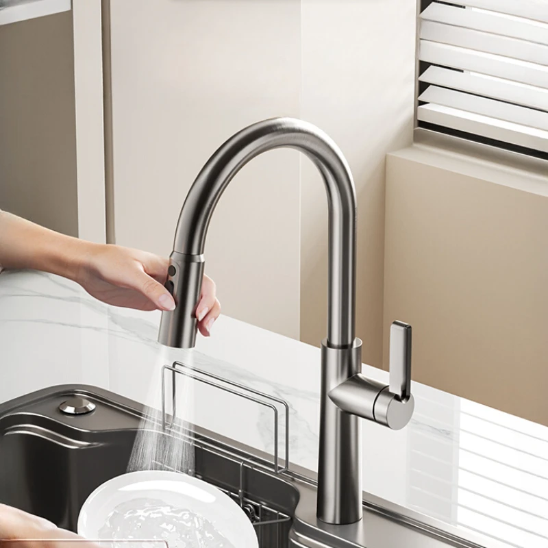 Kitchen sink faucet pull-out household sink multifunctional faucet for hot and cold splash protection