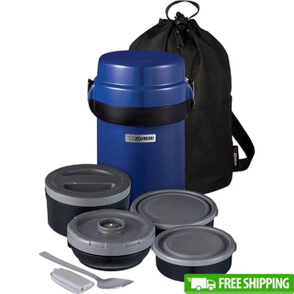 

Stainless Steel Bento Lunch Jar with 4 Microwaveable Containers Flatware Insulated Leakproof Durable Easy Carry Bag