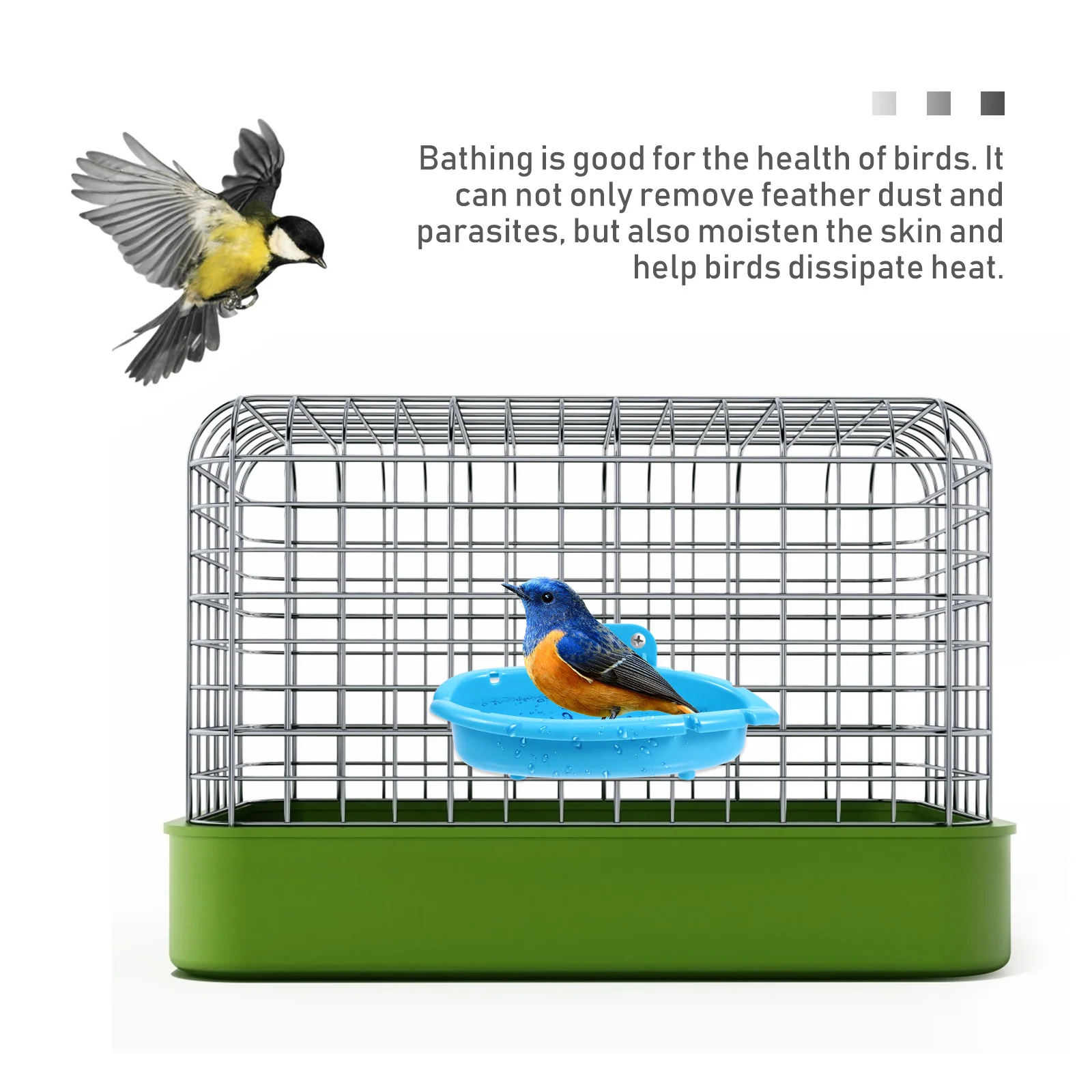 

2Pcs Parrot Bath Supplies Bird Bath Basin Eco-Friendly Safe Light Strong Thicken Design Pet Bathing Tools Clean Stress