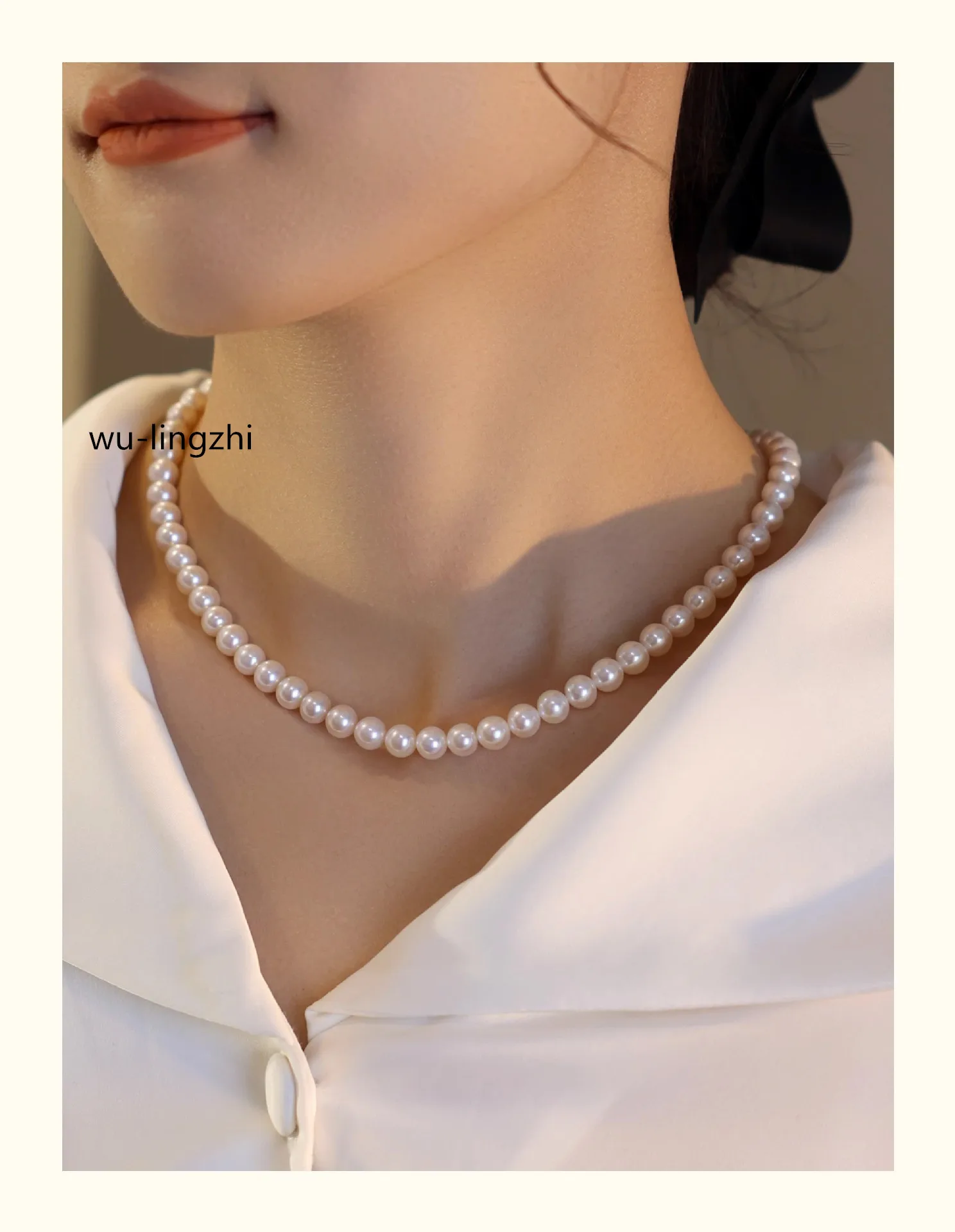 wu-lingzhi Women 5A Shining Natural Pearls Necklace Luxury Top Quality 6-7mm Pearl 925 Silver Buckle  New Arrival