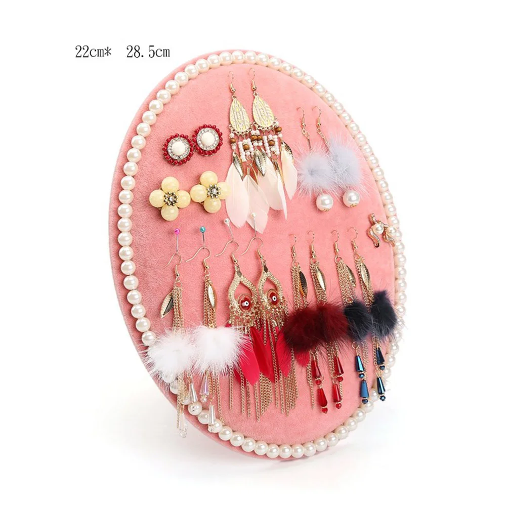 

Oval Jewelry Display Holder Pink Size Rim Jewelry Organizer Earrings Showcase Earrings Holder Storage Mat for Women