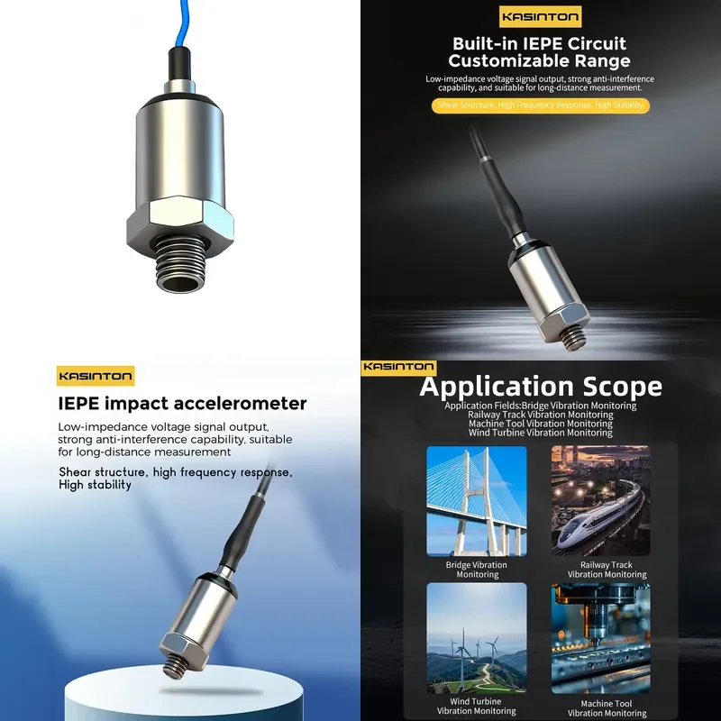 for KASINTON JSDED2000KT Customizable Range IEPE Anti-Interference Bridge Monitoring Industrial Vibration Sensor