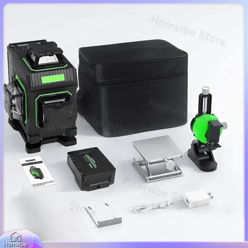 360 Degree Green Laser Level with 60m Range Self-Leveling Cross Line Tool for Construction Home Renovation DIY Wall Mounting