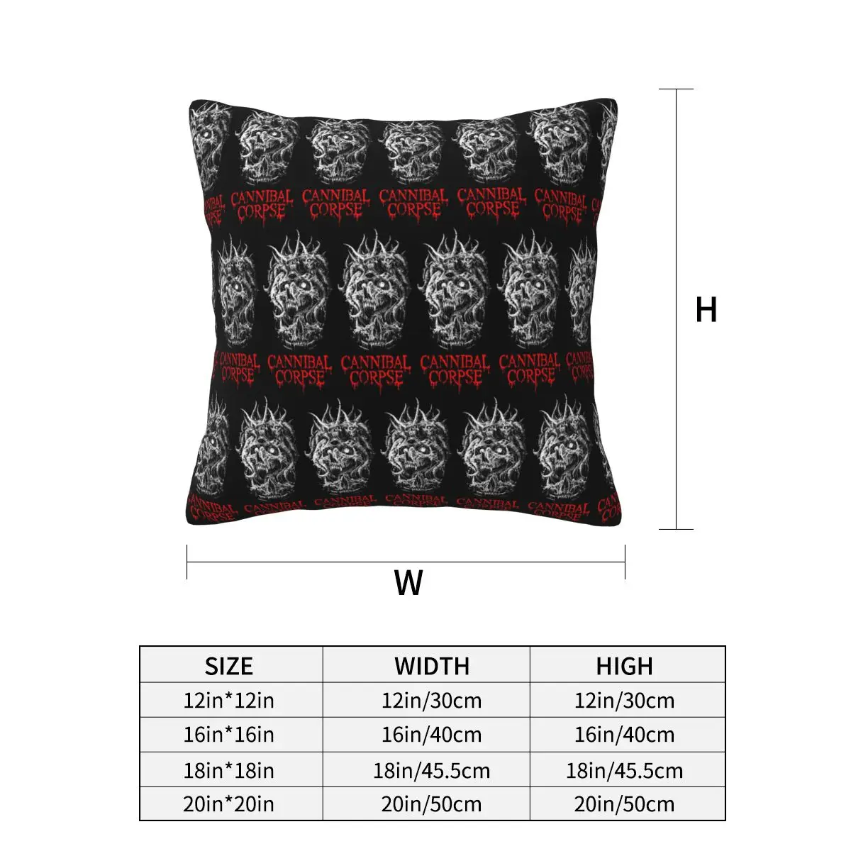 Cannibal Corpse Metal Skateboard Square Pillowcase Pillow Cover Cushion Zip Decorative Comfort Throw Pillow for Home Sofa