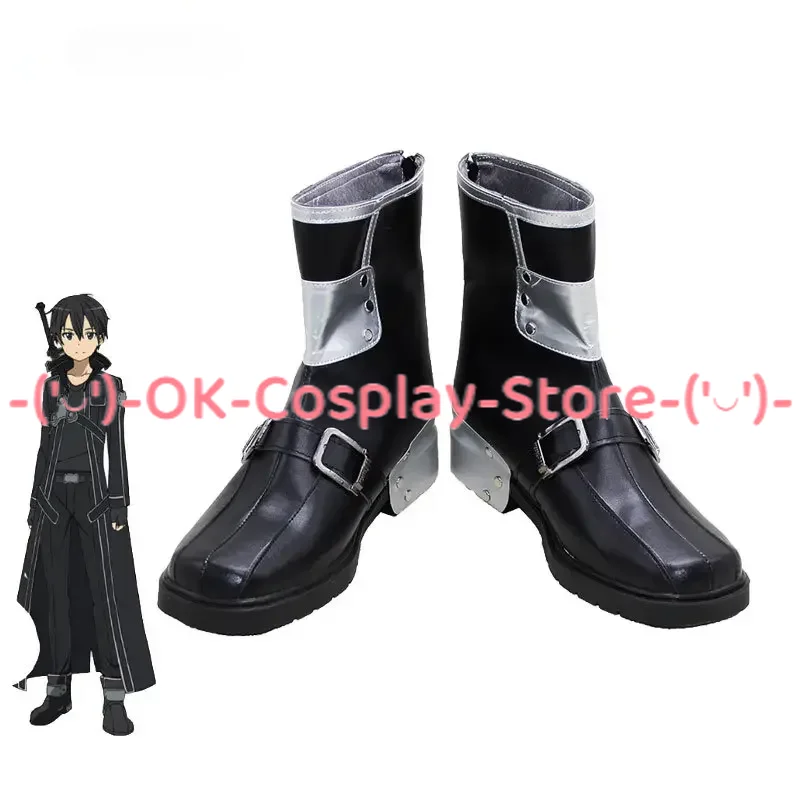 

Kirigaya Kazuto Cosplay Shoes Anime Sword Art Online Cosplay Prop PU Leather Shoes Halloween Carnival Boots Custom Made