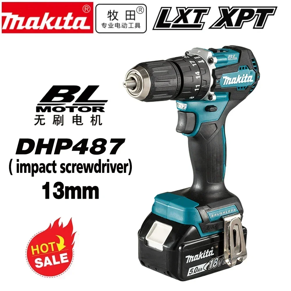 

100% Original Makita DHP487 Cordless impact screwdriver drill Brushless Electric Impact Screwdriver 18V Rechargeable Power Tool