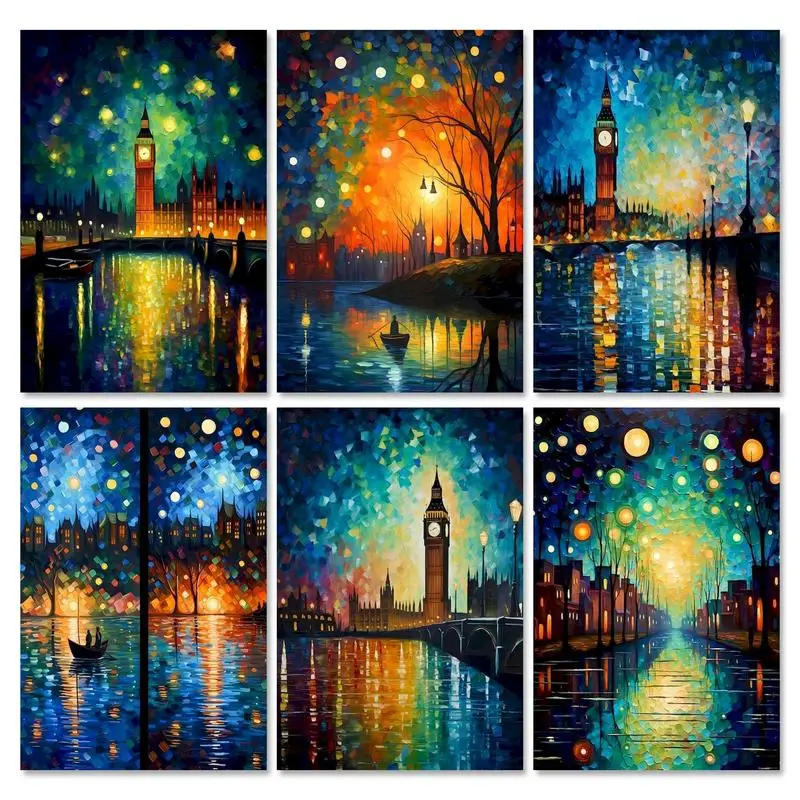 

GATYZTORY Oil Painting By Numbers Handmade London Night View Picture Coloring For Adults Diy Set Decors For unique Gift Artwork
