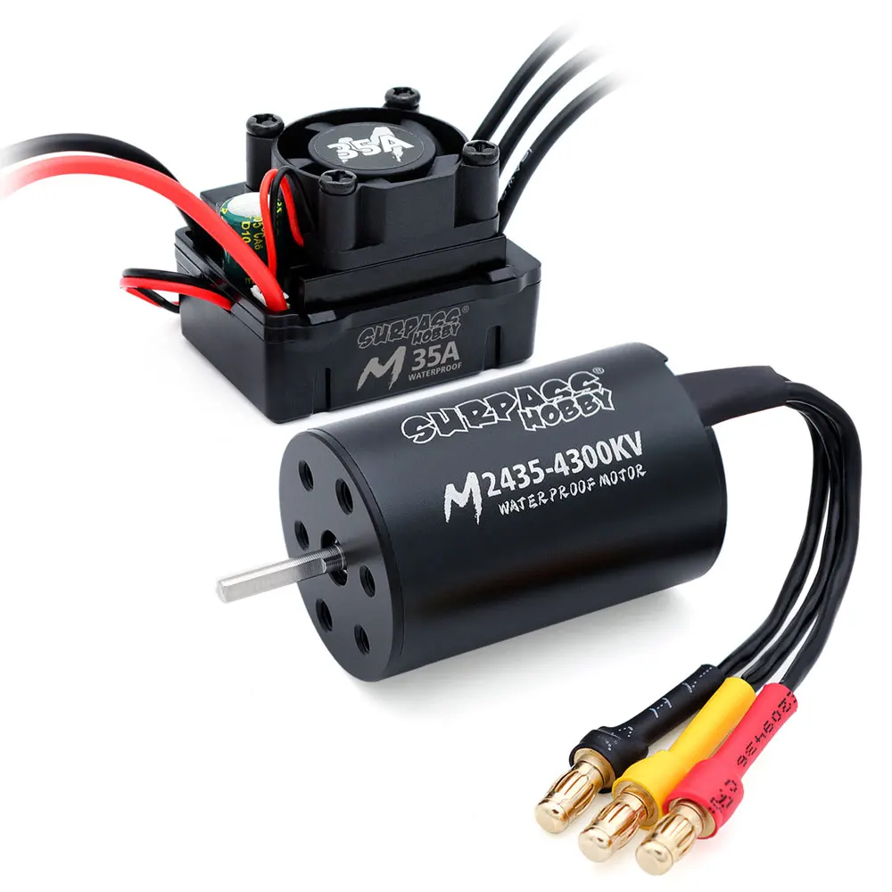 SURPASS HOBBY Waterproof Combo M2430/2435/2440 Brushless Motor W/ M35A ESC 2S for Wltoys 1/16 1/18 RC Truck Monster Car Boat