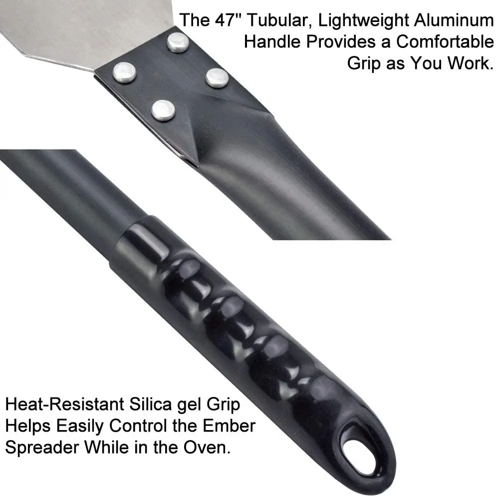 Onilini Brick Pizza Oven Ash Tool BBQ Accessories Ash Scraper 49 inch Stainless Steel Ash Rake for Smoker Grill Cleaner