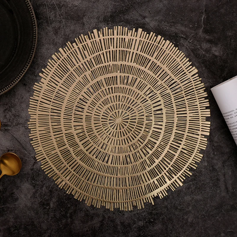 Round Placemats Restaurant Hollow PVC decoration Meal Mat Anti-hot Dining Table Line Mat Steak Plate Pad