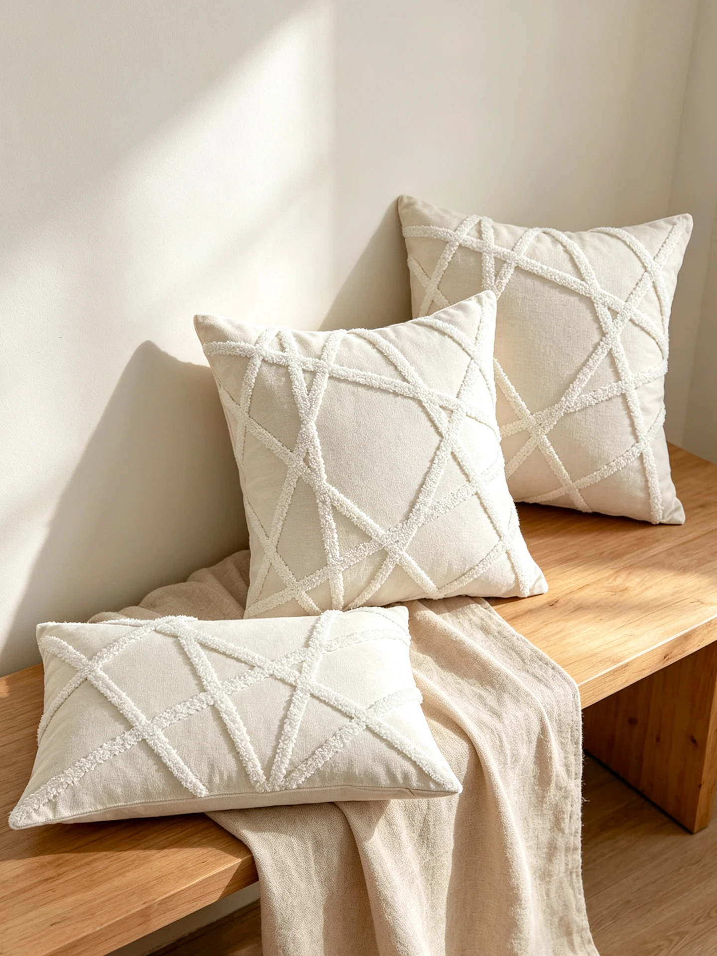 1PC Embroidered Pillowcase Off-White Base with Multiple Size Options for Living Room Bedroom Sofa Decorative Cushion Cover