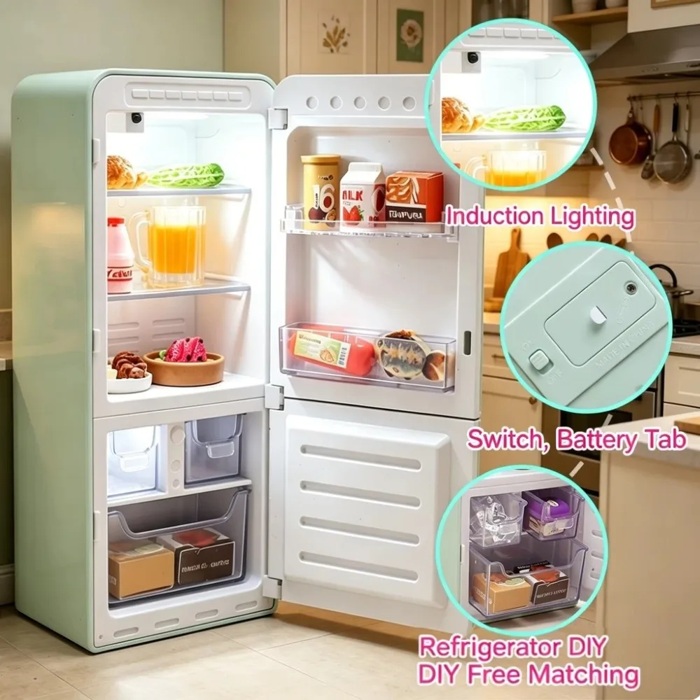 Collectible Random Models Mini Fridge Creative Design Mini Size Box Set Multi-color Micro Table Chair Food Models Unisex Kids