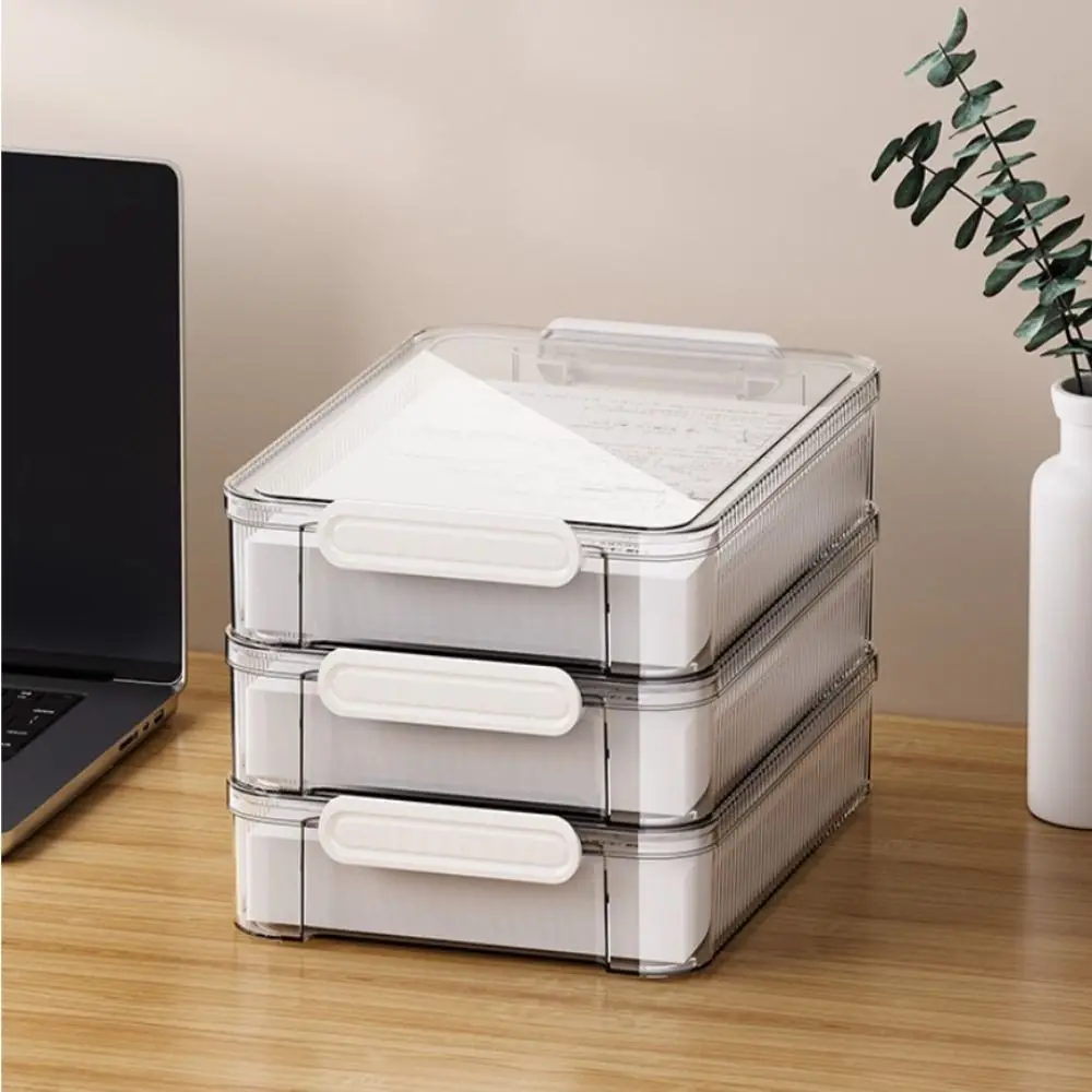 

Новая вместительная коробка для хранения бумаги, многофункциональная Пылезащитная коробка для сортировки бумаги, акриловая прозрачная коробка для хранения с экономией места