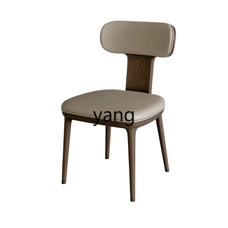 CX Italian light luxury solid wood dining chair modern simple first-layer cowhide home back chair