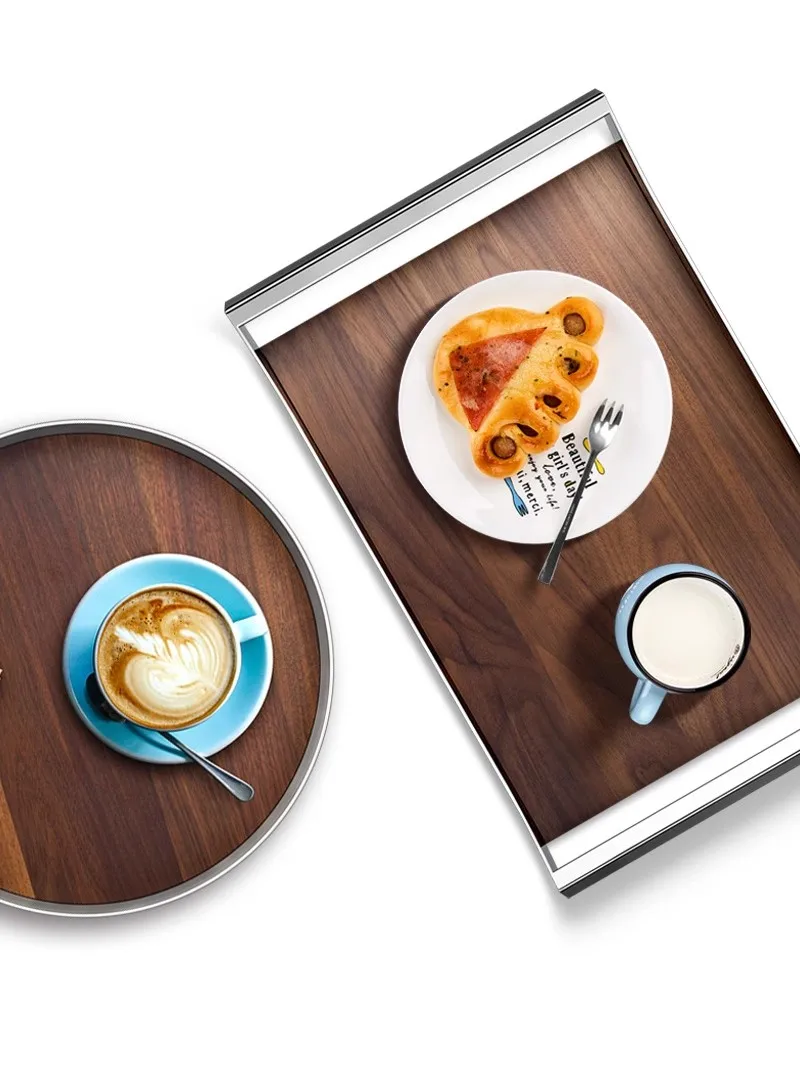 European Style Modern Light luxury Household Use Walnut Wood Pallet Restaurant Advanced Creativity Storage Coffee Dim Sum Pallet