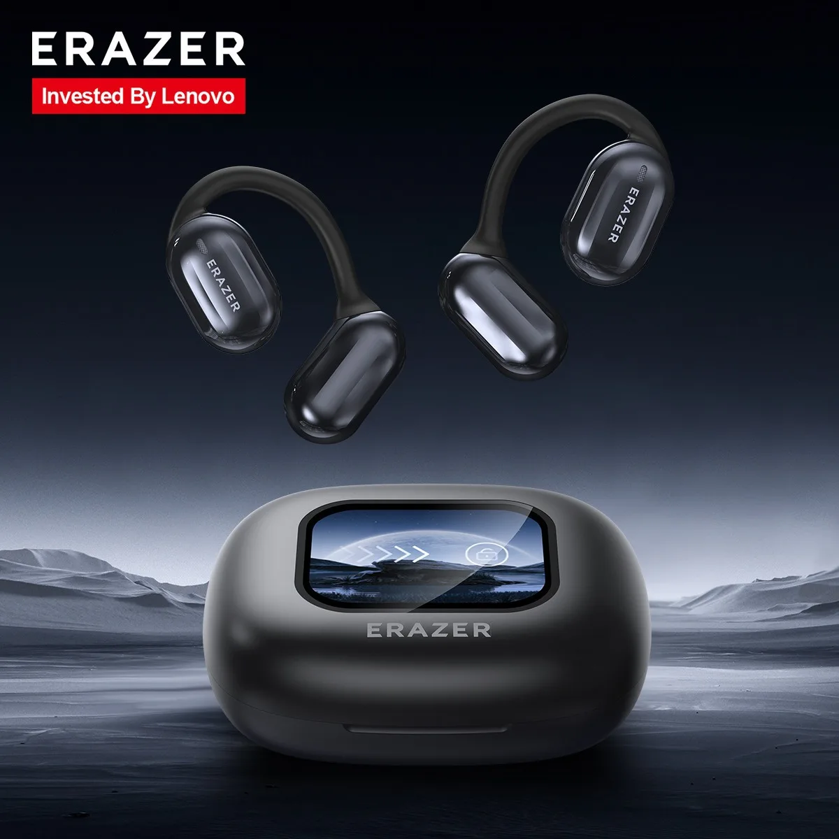 Erazer XP2 Outdoor Sports Earhook with Screen Display True Wireless Open Ear Earbuds Over The Ear Bluetooth 5.4 Earphone TF Card