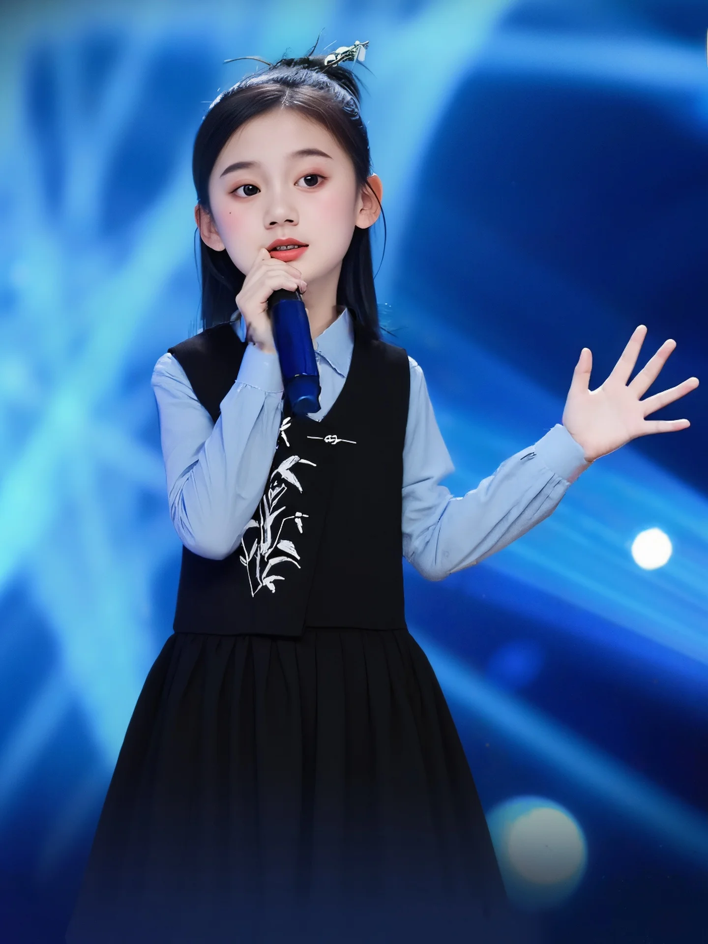 

Patriotic Speech Recitation Performance Costume Children's Day Fem Student Primary School Blue Host Chorus Ceremony Outfit