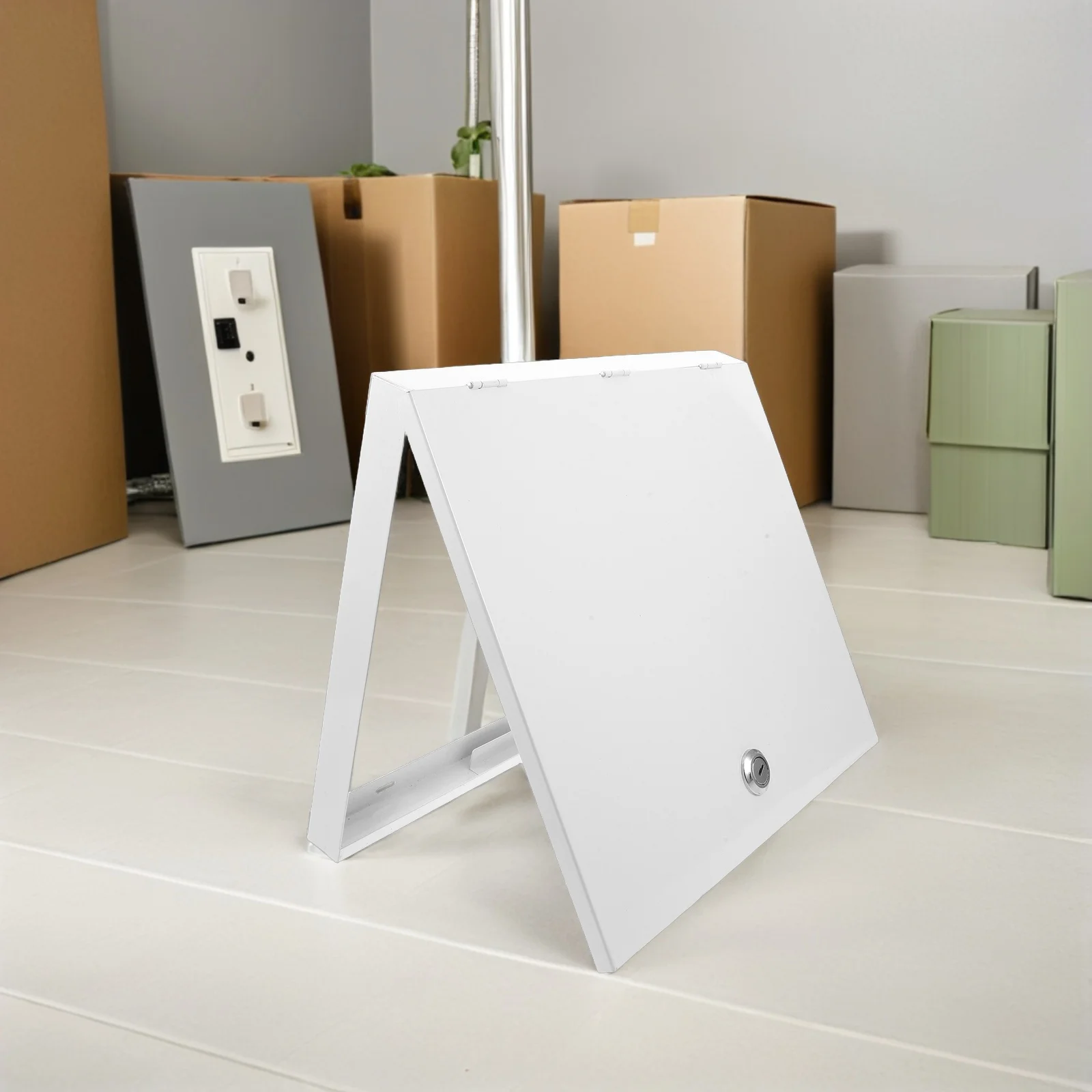 

1 Pack Hollow Lockable Metal Cover Plate For Junction Boxes Decorative Electrical Panel Protection Outdoor Indoor Distribution