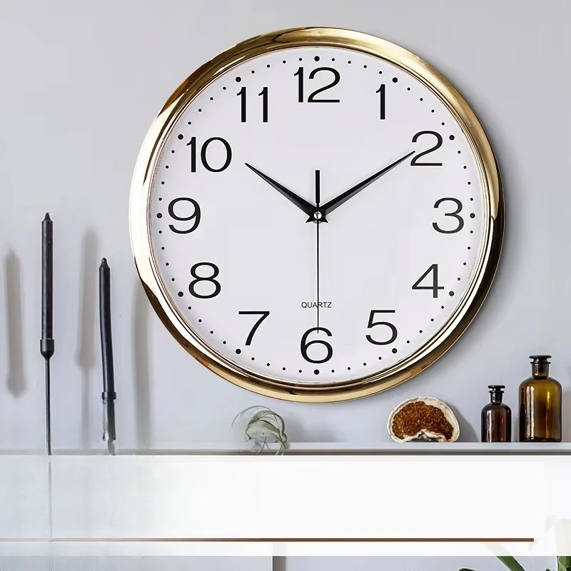 Watches Clocks Home Wall-free Punching Round Mute Bedroom Wall-mounted Quartz Clock Fashion Simple Wall Clock Modern Living Room