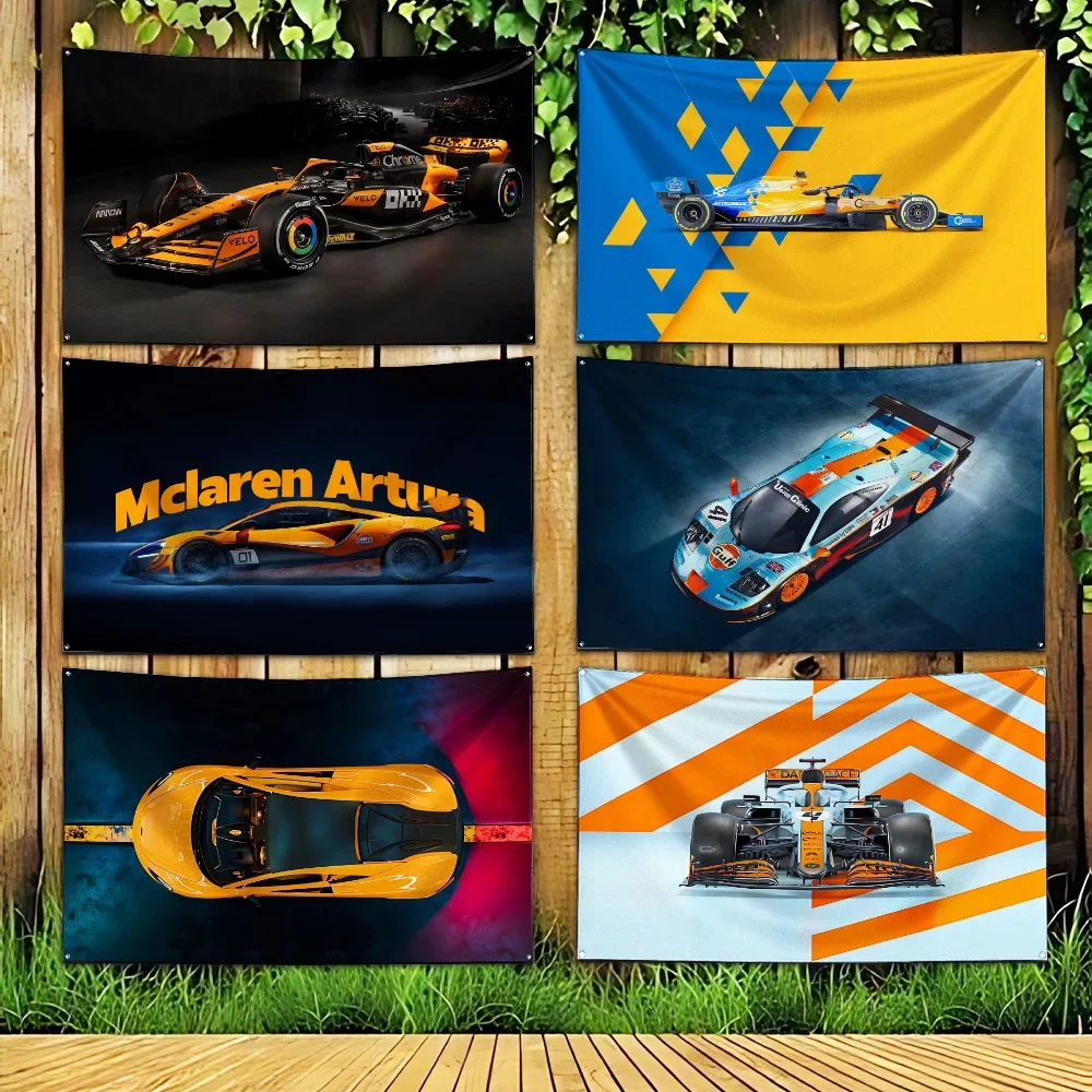 F1 Racing Flag Polyester Digital Printing Banner 4 Sizes for M-mcLarens Garage Wall Art Out Door Decoration With Brass Grommets