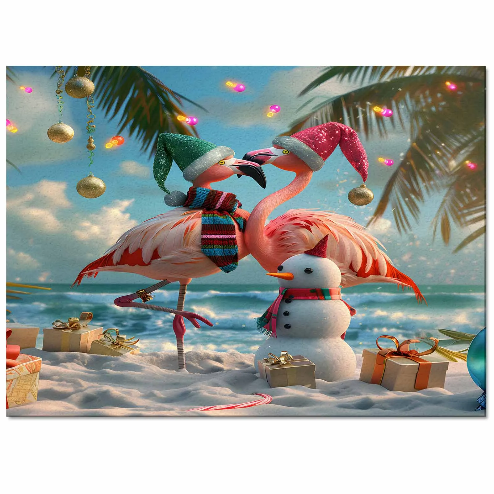 Christmas Beach Palm Tree Snowman Flamingo Living Room Floor Mat Children's Room Bedroom Bedside Carpet Kitchen Door Mat