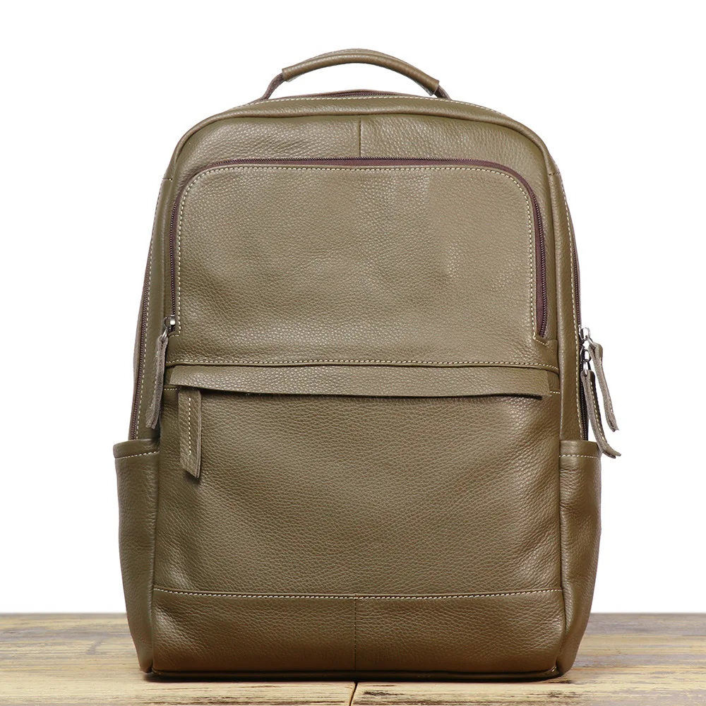 

LJ-0825-2 Genuine Leather Backpack, Top Layer Cowhide Travel Backpack, Large Capacity Laptop Bag