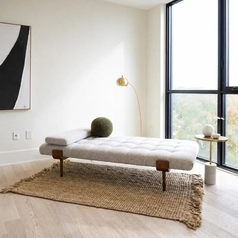 Nordic Simple Solid Wood Sofa Bench Modern Bedroom Bedside Stool Fabric Home Shoe Changing Stool Footrest Pedal
