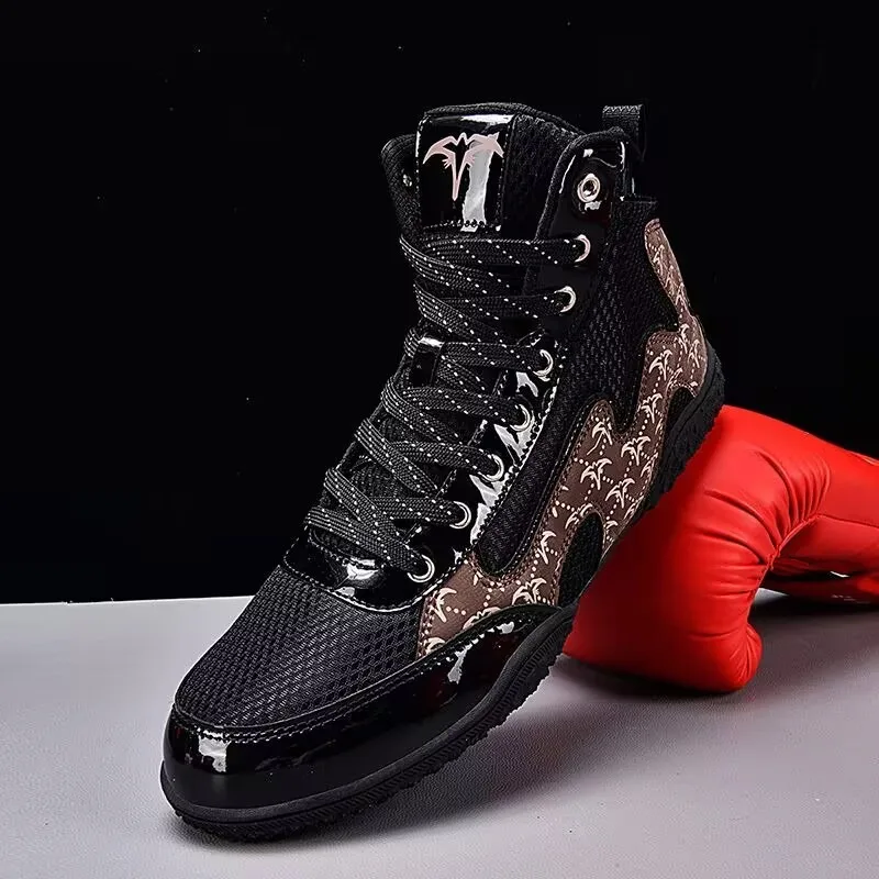 Designer Brand Wrestling Shoes Mesh Breathable Fighting Shoes Men Good Quality Boxing Shoes High Top Gym Training Shoe For Men