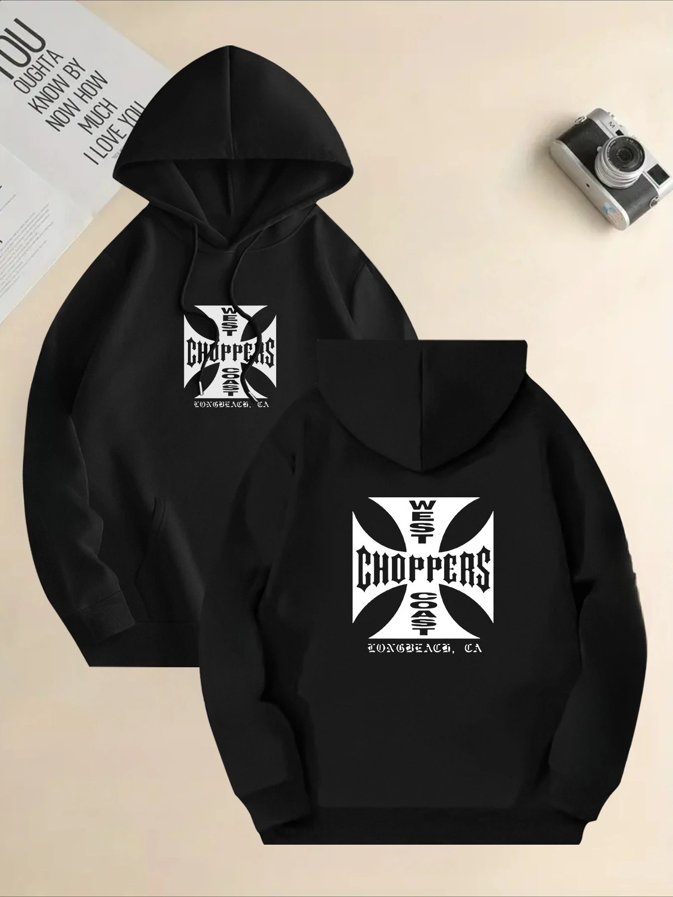 

West Coast Chopper Logo Graphic Hoodie Male Vintage Streetwear Men Women Long Sleeve Oversized Sweatshirt Men's Gothic Hoodies