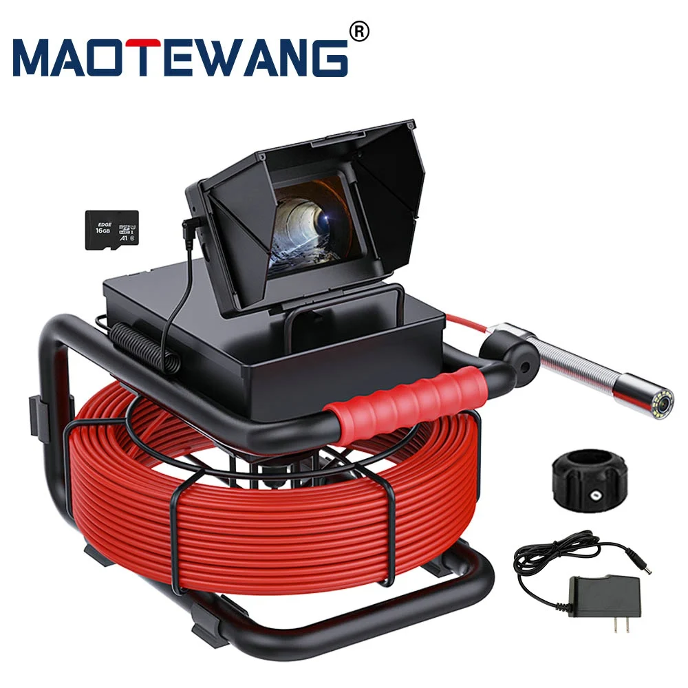 

Sewer Pipe Camera 16GB TF Card DVR IP68 Pipe Industrial Camera Drain Industrial Endoscope with 4.3 Monitor