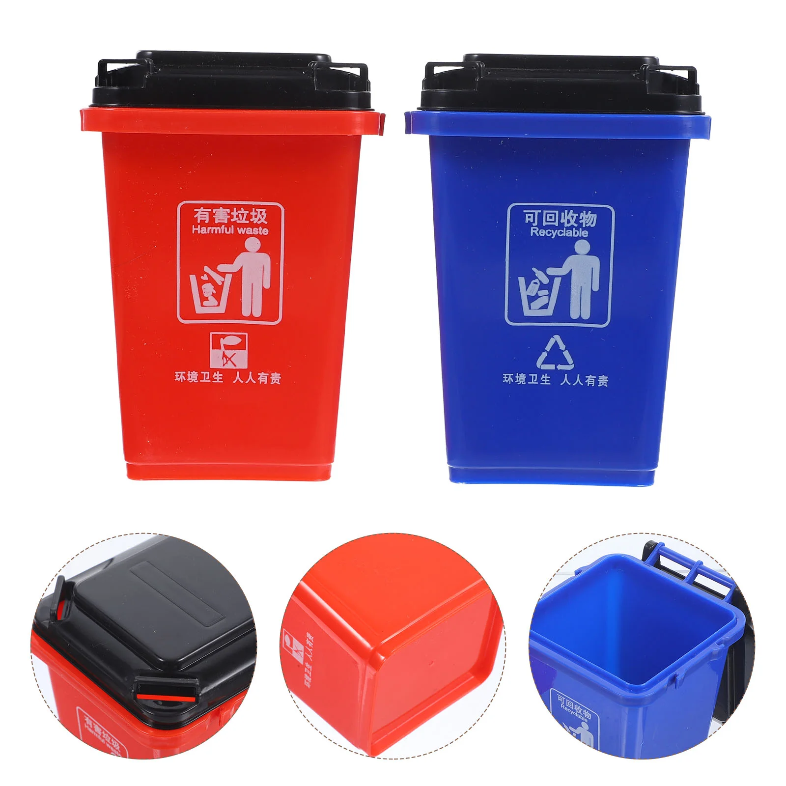 Portalápices con forma de cubo de basura, 2 piezas, cesta de almacenamiento, portalápices, papelería, estuche para lápices para niños
