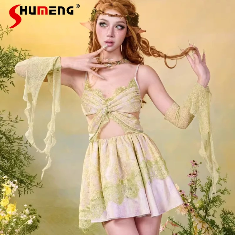 

Romantic Lace Butterfly Camisole Dress Sweet Girls Style Fashion Sleeveless Slip Dresses Women's Clothing Spring Season Vestidos