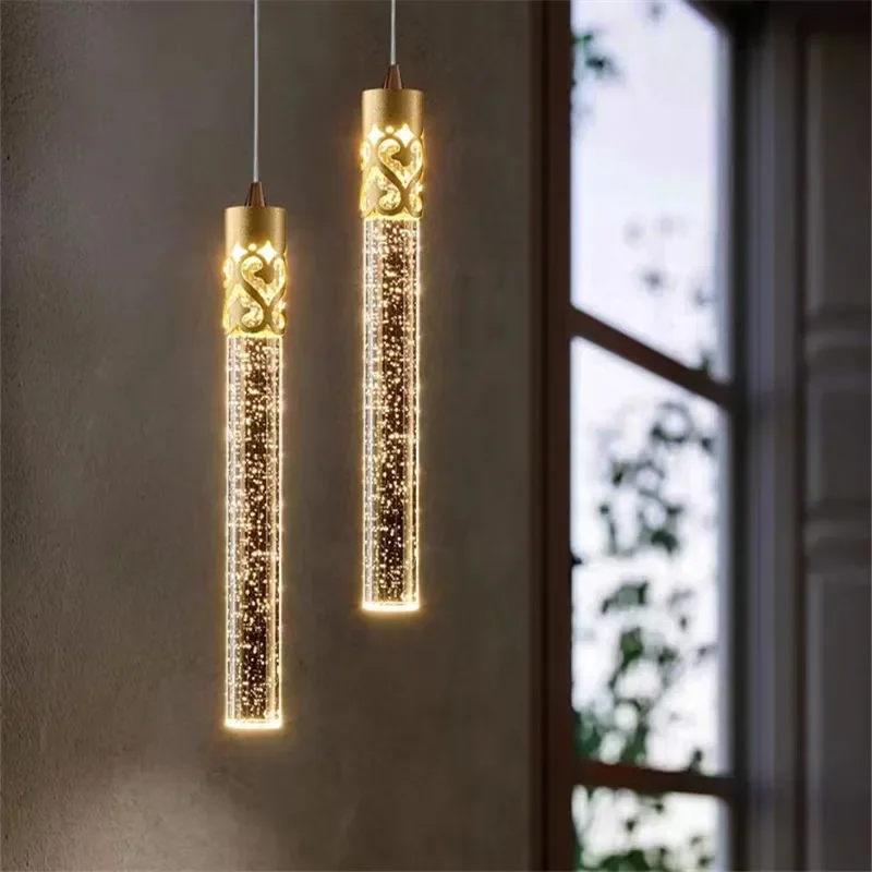 Lámpara colgante de tubo moderno, luces  cristal minimalistas para comedor, dormitorio, tienda, Bar