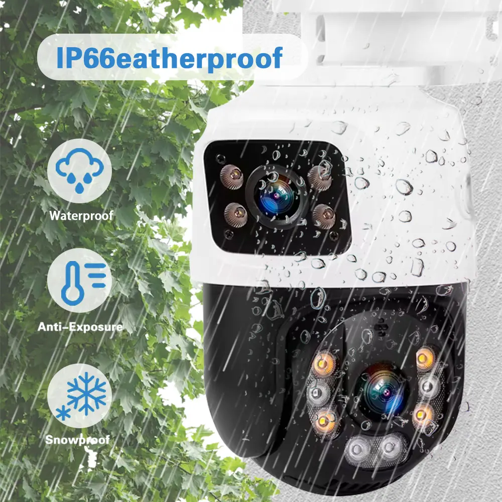 عدسة مزدوجة 4K 8MP PTZ POE IP كاميرا H.265 ثنائي الاتجاه الصوت في الهواء الطلق كاميرا مراقبة للمنزل CCTV كاميرا مراقبة ICSEE XMEYE
