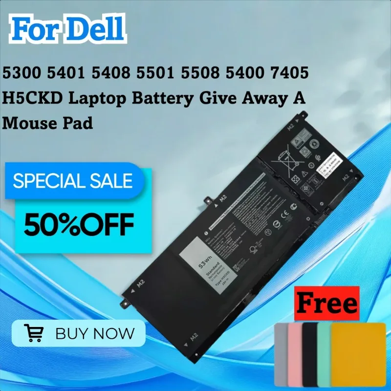 

For Dell 5300 5401 5408 5501 5508 5400 7405 H5CKD Laptop Battery Give Away A Mouse Pad