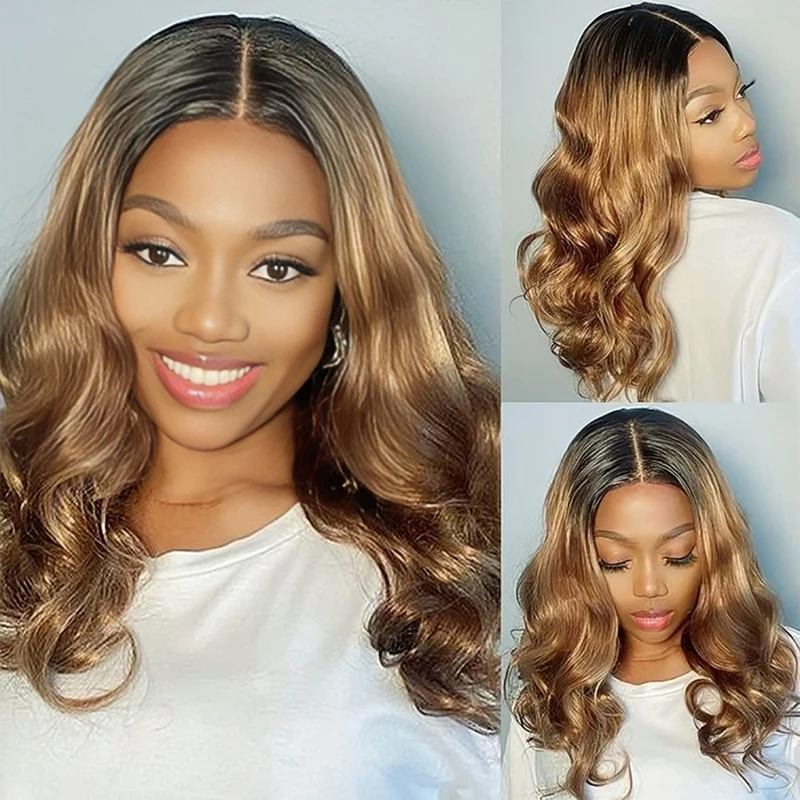 

Highlight Wig Human Hair Honey Blonde 4/27 Colored Lace Front Human Hair Wigs For Women Pre Plucked Body Wave Lace Frontal Wigs