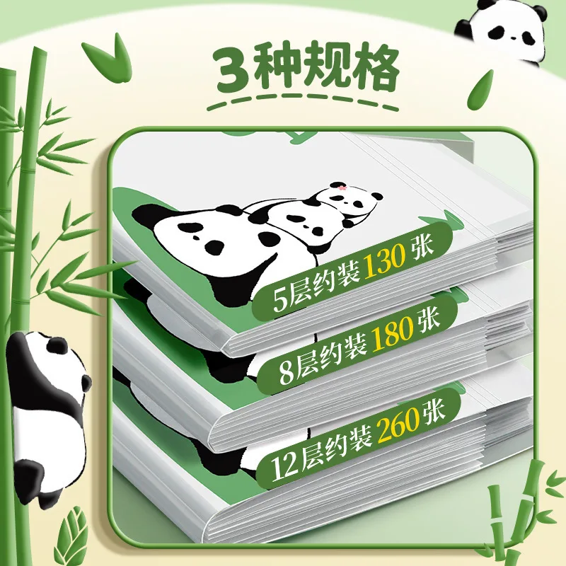 Fashion 12 Pockets Expanding File Bag Large Capacity Classified Portfolio Cartoon Panda PP A4 File Folder School Office