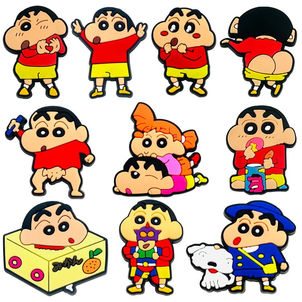 Combination Crayon Shin chan Shoes New Anime Removable Accessories Shoe Charms Accessories for Crocs Sandals DIY y2k fashion toy view 3