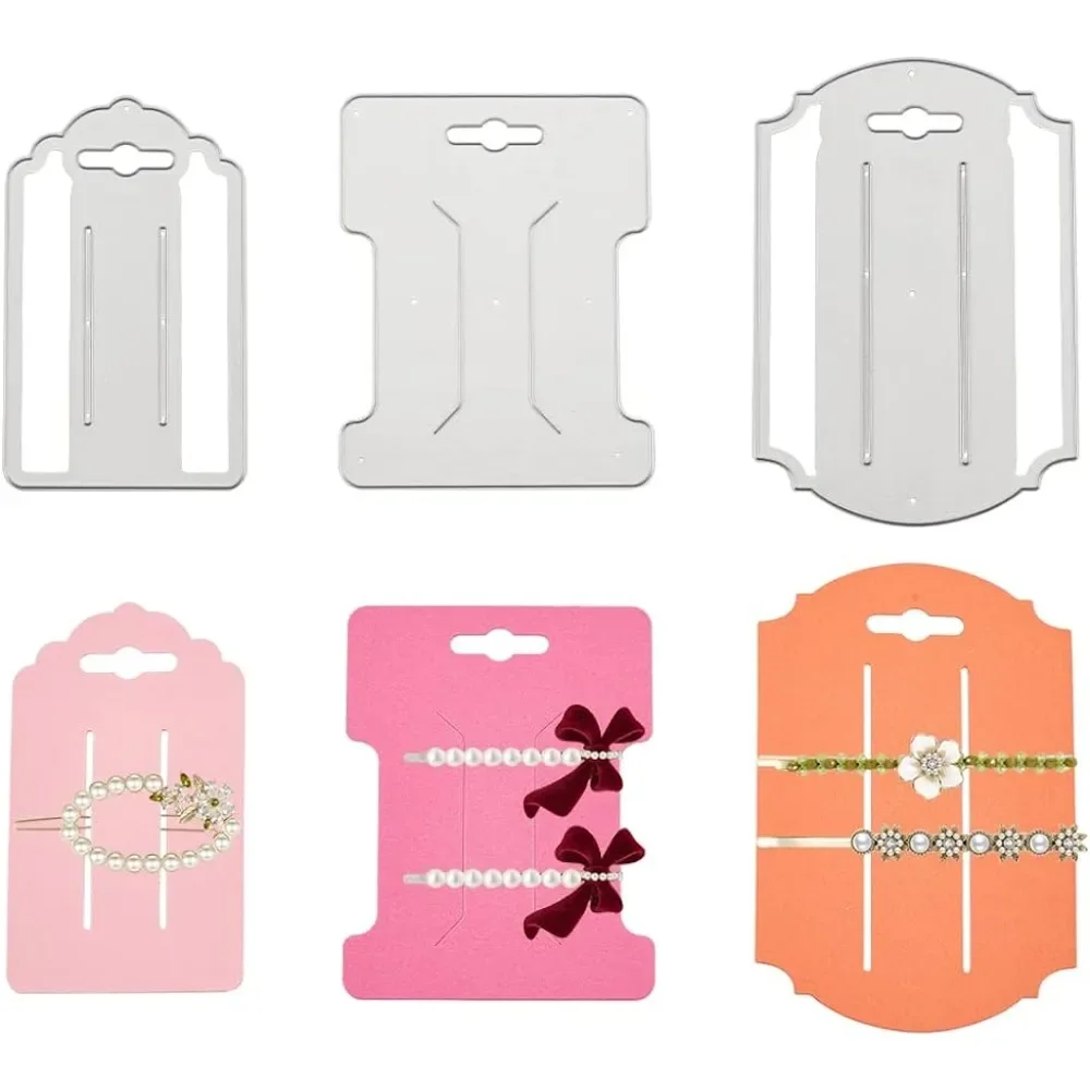 3 Style Bow Card Cutting Dies Stencils, Hair Bow Tie Card Hair Clip Card Carbon Steel Templates for DIY Scrapbooking, Photo