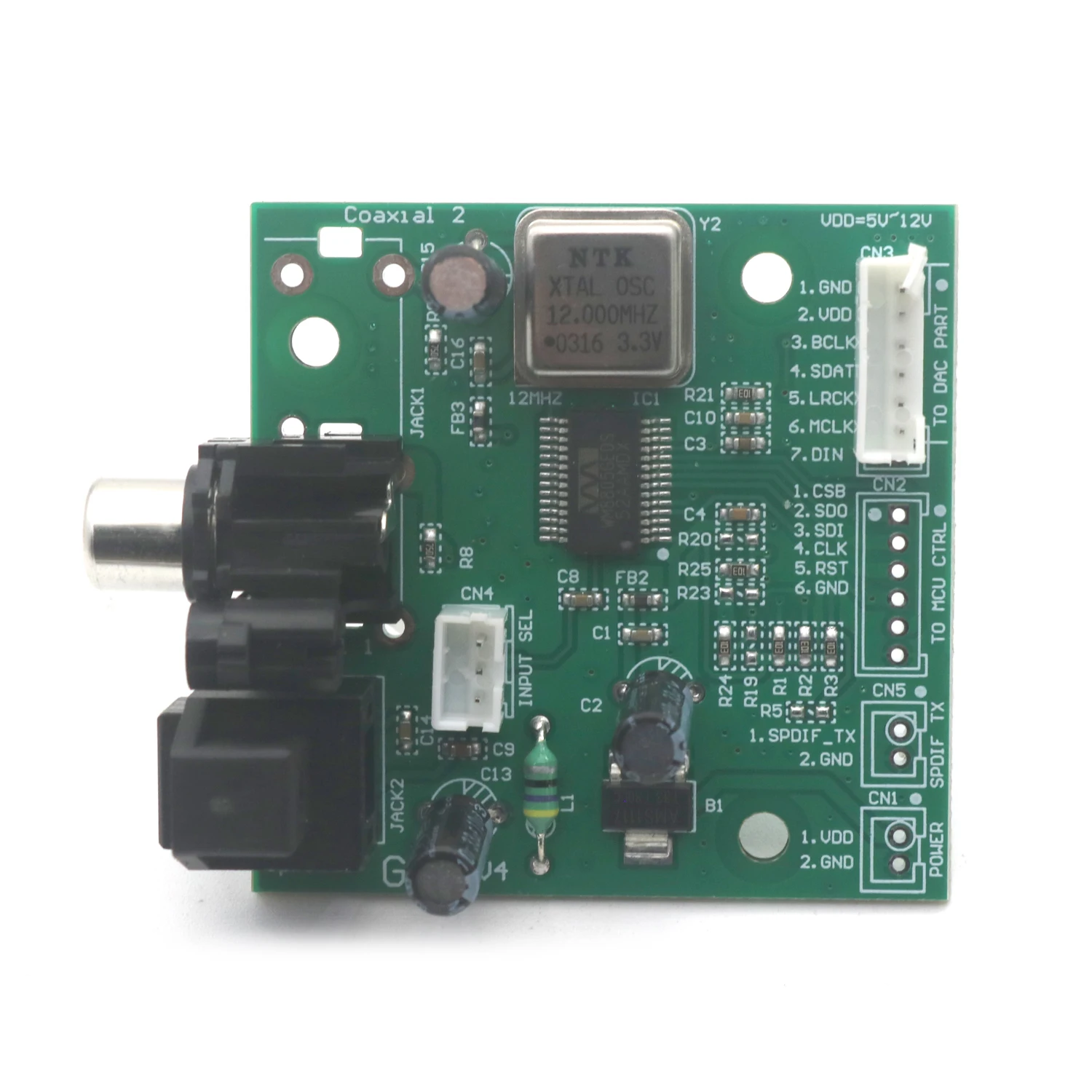 SPDIF papan penerima Audio fiber koaksial WM8805, output I2S 32K hingga 192K tingkat pengambilan sampel