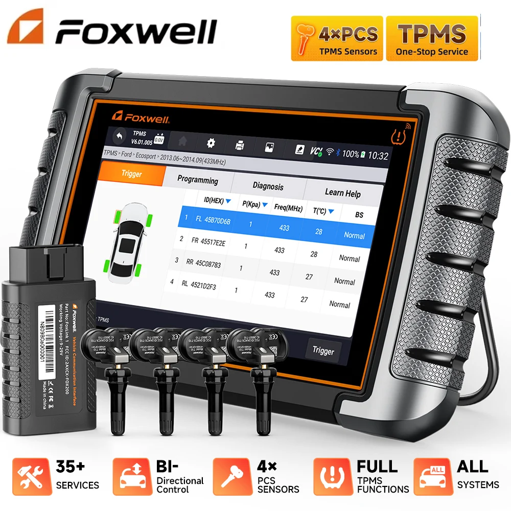 FOXWELL NT809TS TPMS Programming Bluetooth Automotive Scanner Bi-Directional Control All Systems OBD2 Car Diagnostic Tools