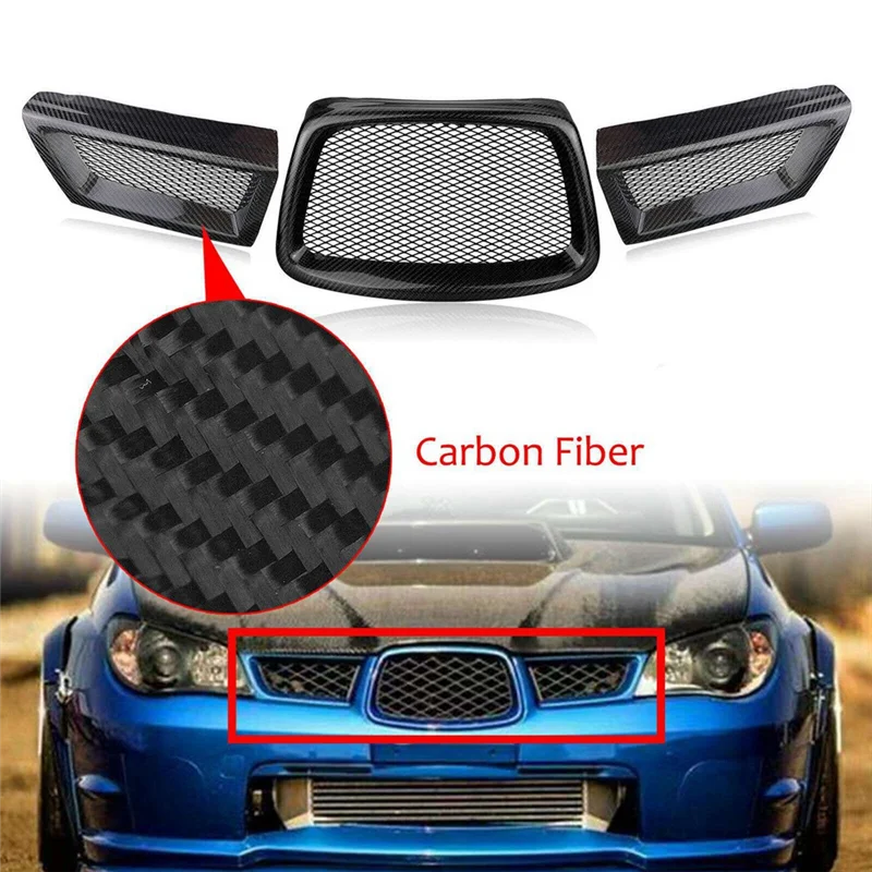 

Carbon Fiber Car Front Bumper Lower Mesh Grill Trim For Subaru Impreza 9Th 2006 2007 WRX STI