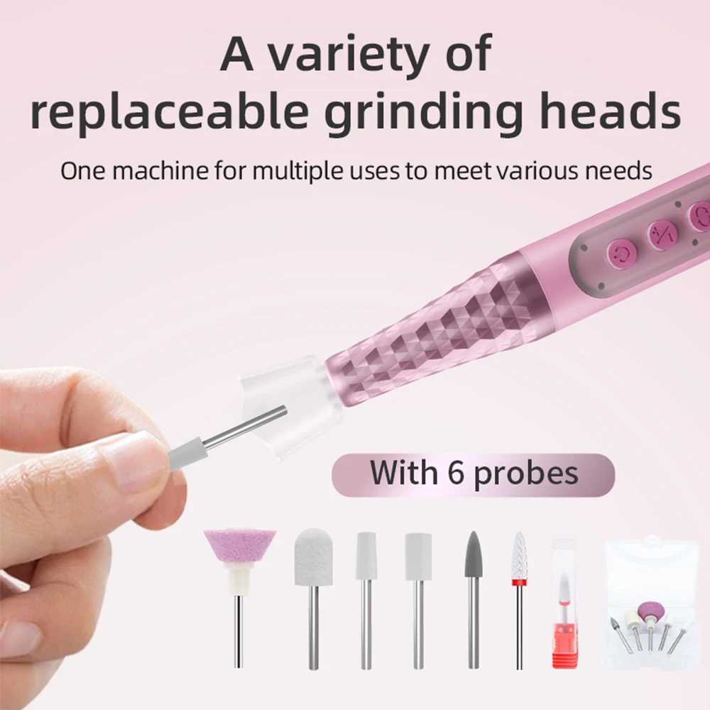 ปากกาขัดเล็บ USB ชุดดูแลเล็บสำหรับใช้ในบ้าน DIY สำหรับการขัดเล็บ