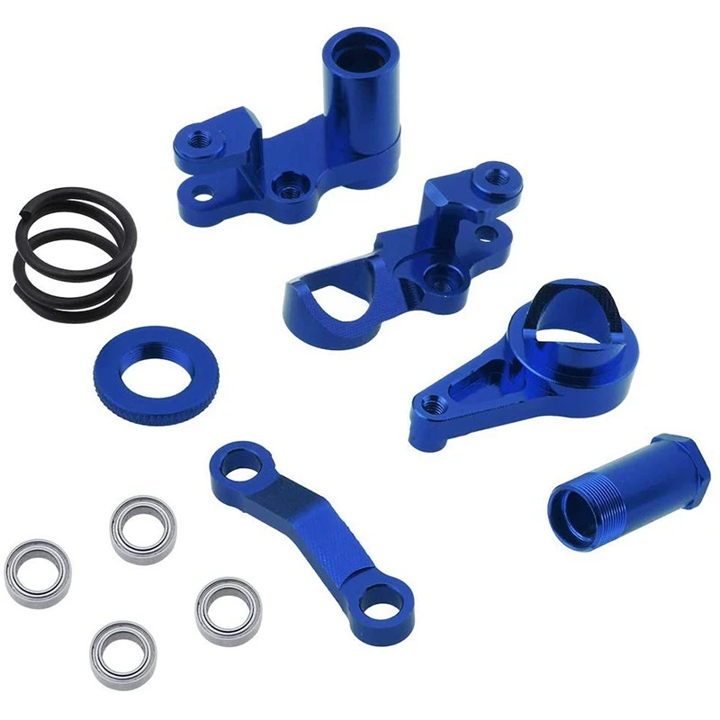 Aluminum Steering Bellcranks And Servo Saver Set With Bearings For Traxxas 1/10 Slash 4X4 Hop-Up Upgrade Parts Navy Blue