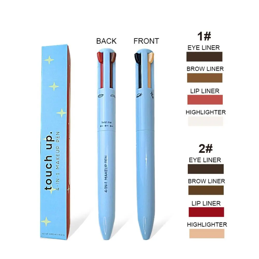 เครื่องมือเครื่องสําอางปากกาอายไลเนอร์ผู้หญิง Long Lasting Glitter Highlighter Tattoo Marker Lip Liner ปากกา 4 in1 ปากกาแต่งหน้าดินสอเขียนคิ้ว