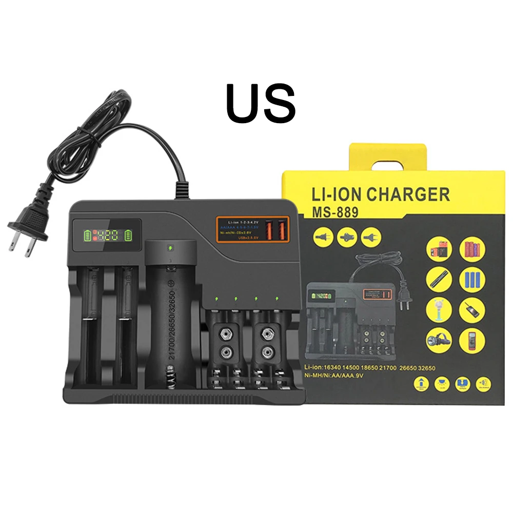 Battery Capacity Display Charger For 18650 18350 26650 16340 14500 3.7v 1.2V 3.2V Ni-MH/Cd,AA AAA SC D C Battery Display Tool