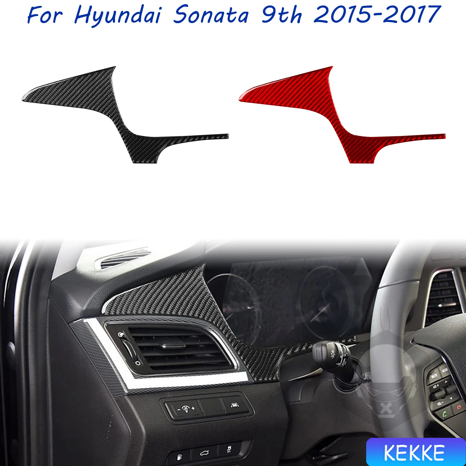 

For Hyundai Sonata 9 2015 2016 2017 Automobile Dashboard Frame Real Carbon Fiber Sticker Car Interior Accessories