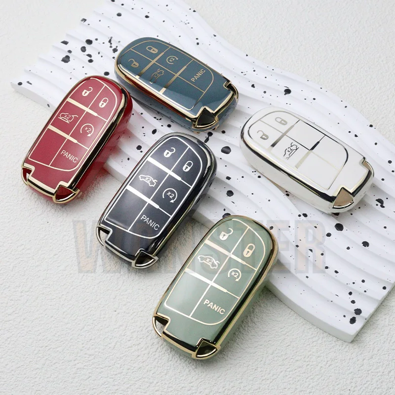 Tpu Car Key Case Cover Shell for Jeep Renegade Grand Cherokee Dodge Ram Charger 1500 Challenger Chrysler 300C Journey Fiat 300x