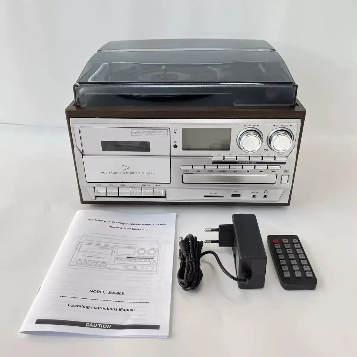 

Vinyl Record Player Modern Jukebox Antique Phonograph Bluetooth Audio Multi-Function Radio Tape CD USB